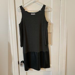 Bailey 44 peek a boo sleeve dress with vegan leather detail